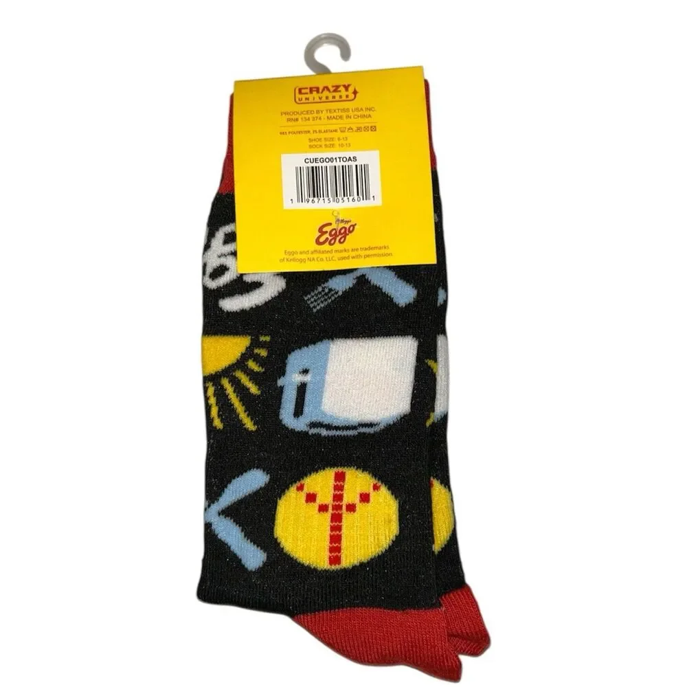 1x Novelty Eggo Waffle Novelty Crew Socks Adult Set 6-13